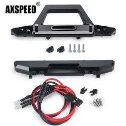 AXSPEED Metal Front/Rear Bumper with Light for Axial SCX24 AXI00002 JEEP Wrangler 1/24 RC Crawler Car Truck Model Upgrade Parts