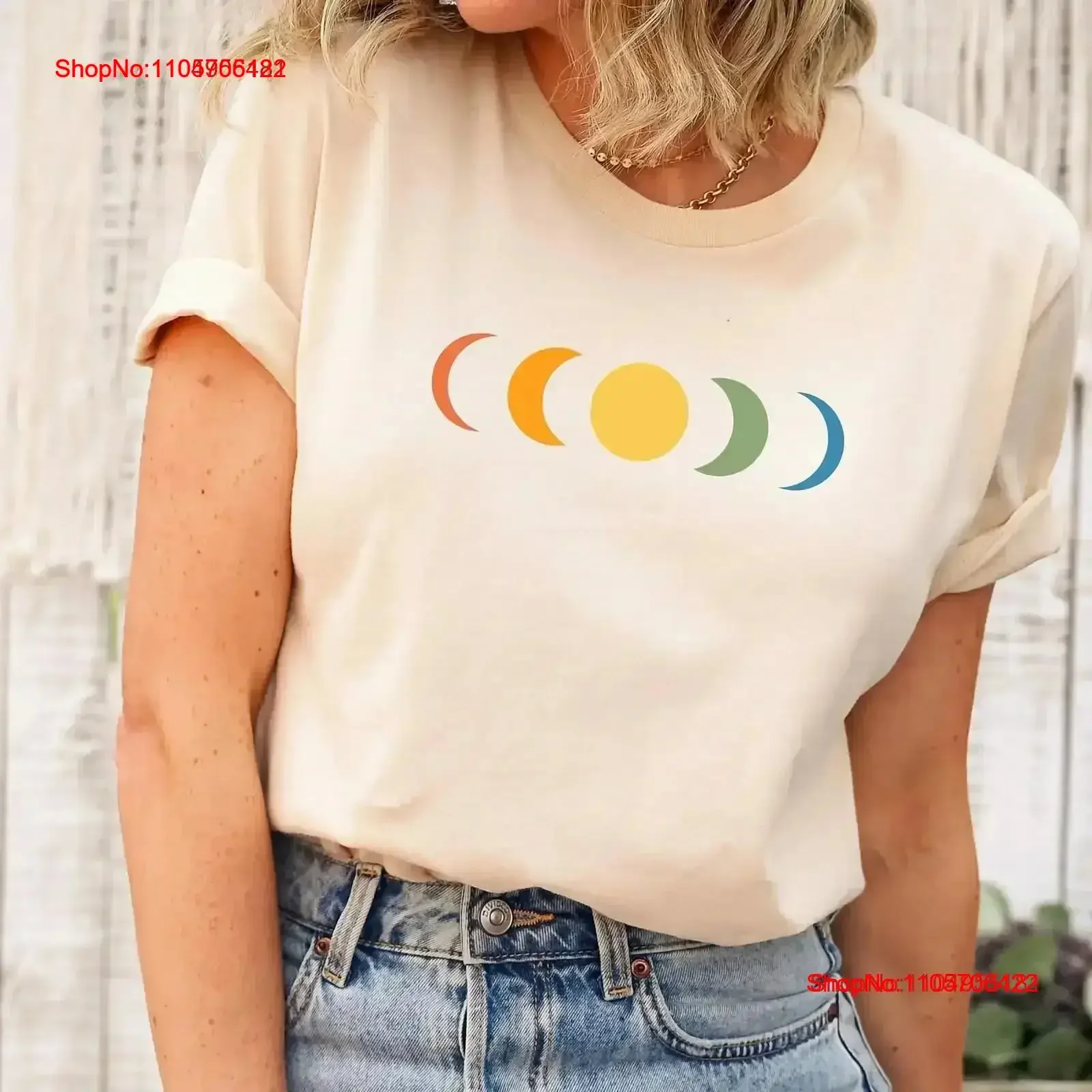 Moon Phase Rainbow Pride T Shirt LGBTQ Equality month Sapphic tee vintage Washed Casual Soft fashion streetwear Stretched homme