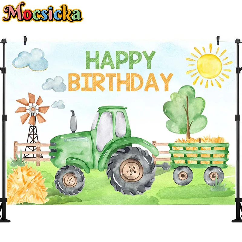 Mocsicka Birthday Party Decoration Traffic Construction Zone Truck Excavator Photography Backdrops Photo Backgrounds Baby