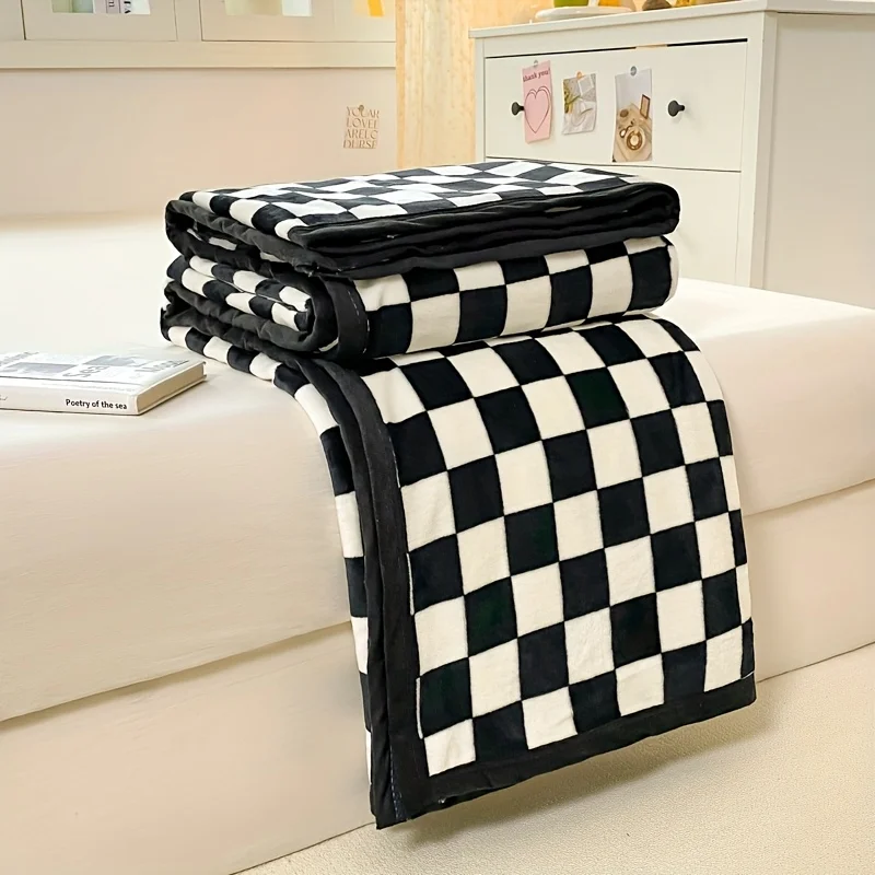Chunky Black and White Buffalo Check Throw Blanket Cozy Living Room Sofa Decor Throw for Couch Bedding