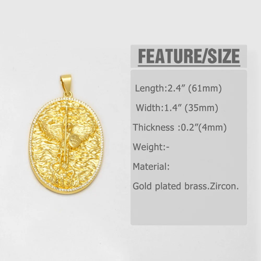 OCESRIO St Michael Medals for Necklace Gold Plated Copper Saint Christopher Shield Pendant Jewelry Making Supplies pdtb919 view 4