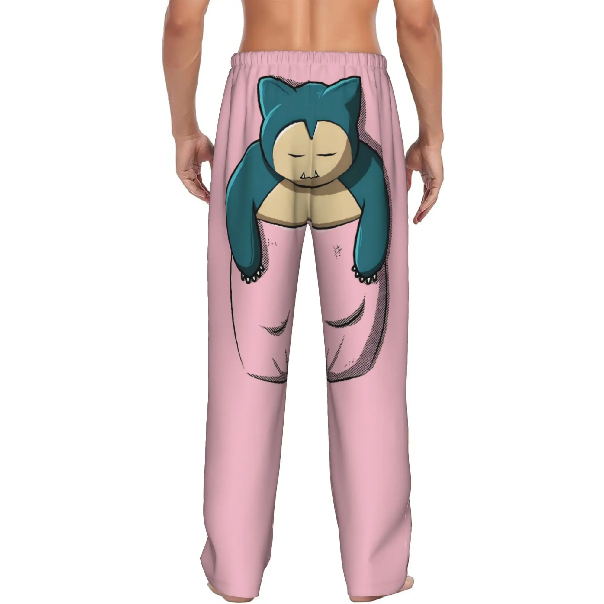 Custom S-Snorlaxed Anime Pajama Pants Men Monster Cartoon  Lounge Sleep Stretch Sleepwear Bottoms with Pockets