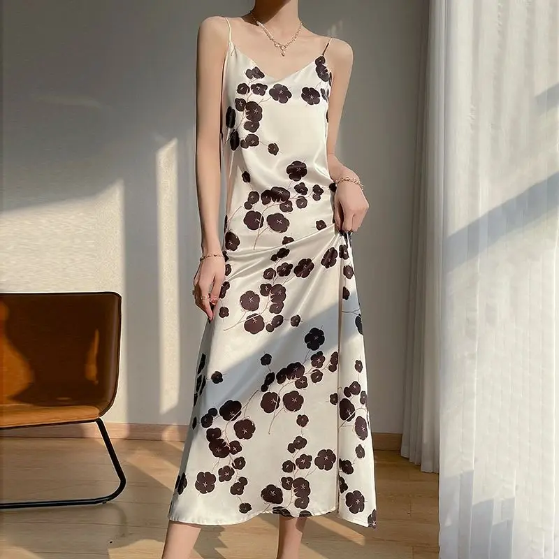 Summer Silk Dress Mulberry Silk High-end Medium and Long Large Size Over The Knee A shaped Skirt Loose Waist and Thin