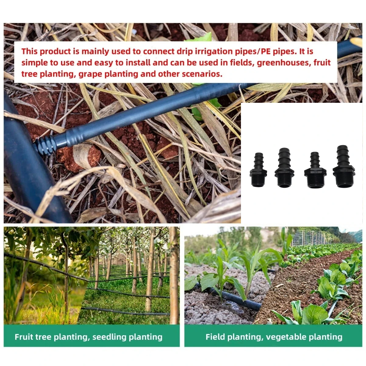 

3Pcs Plastic 1/2" 3/4"Male Thread Straight Connector Pipe Connections to DN16 DN20 Garden Hose Irrigation System Pipe Coupler