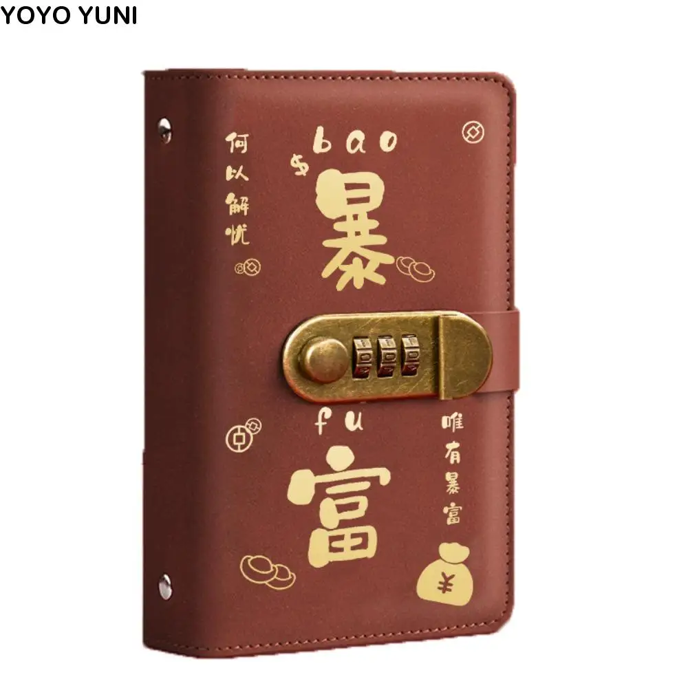 مع قفل بكلمة مرور توفير المال الموثق محفظة تخزين بو الجلود مخطط المنظم A6 50/100 ورقة دفتر الحساب #1