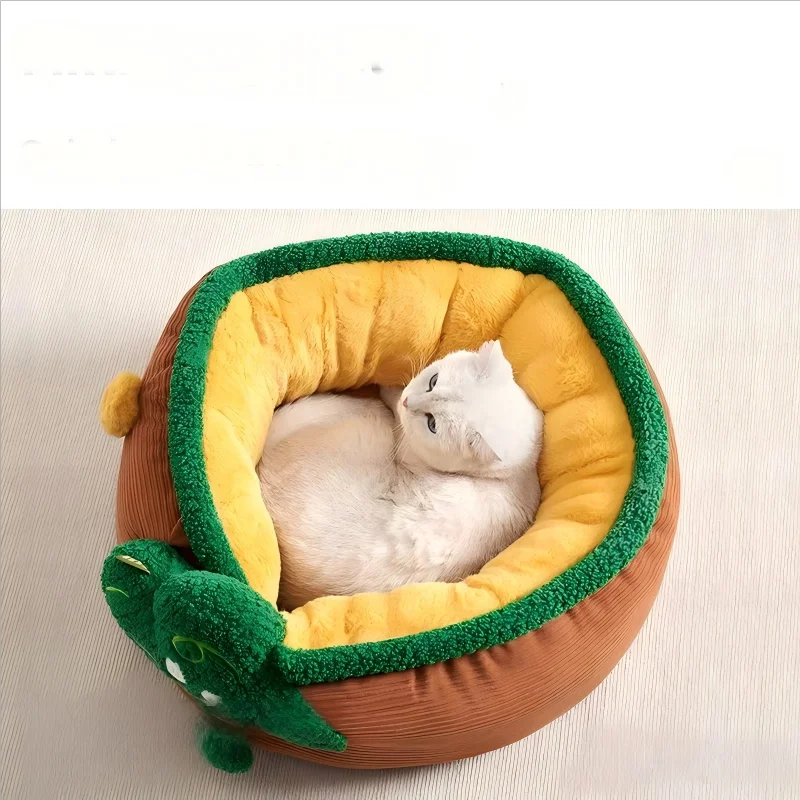 

Factory Wholesale Solid Pattern Corduroy Cat Nest Lucky Tree Round Winter Warming Bed for Pets Customizable Mat & Pads