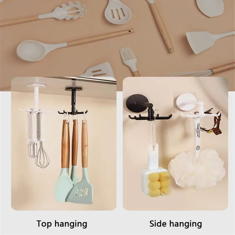 Kitchen Hook Multi-Purpose Hooks 7-claw 360 Degrees Rotated Rotatable Rack Spoon Hanger Utensils Storage Organize Accessories