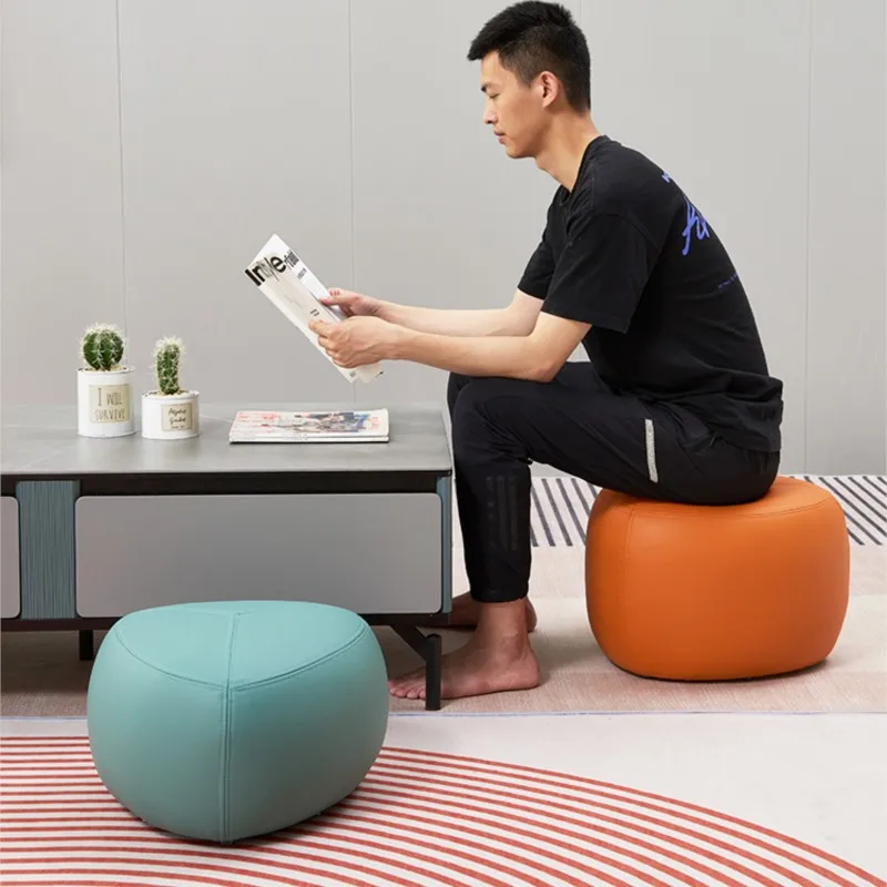 

MOMO Small Sofa Stool Living Room Household Sitting Pier Short Stool Leather Pier Soft Seat Doorway Shoe Stool Footstool