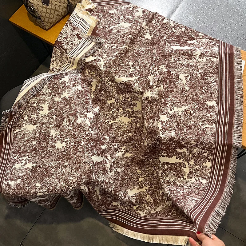 

Luxury Brand Scarf Women Cashmere Blend Bufanda Pashmina Print Scarves Classical Tassel Shawl and Wraps Winter Warm Echarpes