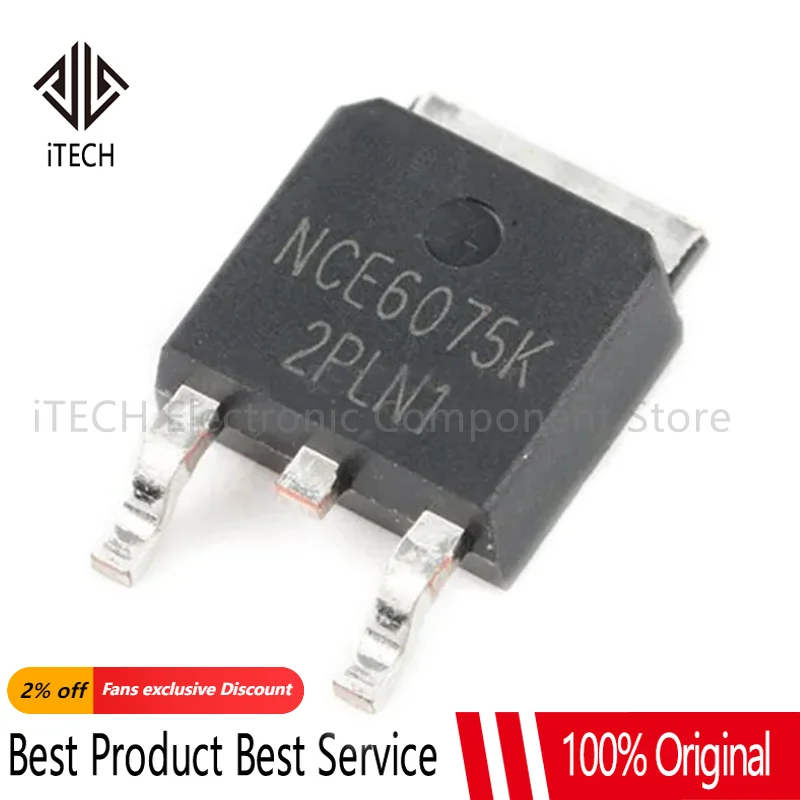 MOSFET-N 60V 75A, NCE6075K TO252 NCE6075 TO-252 6075K, 5 PCes