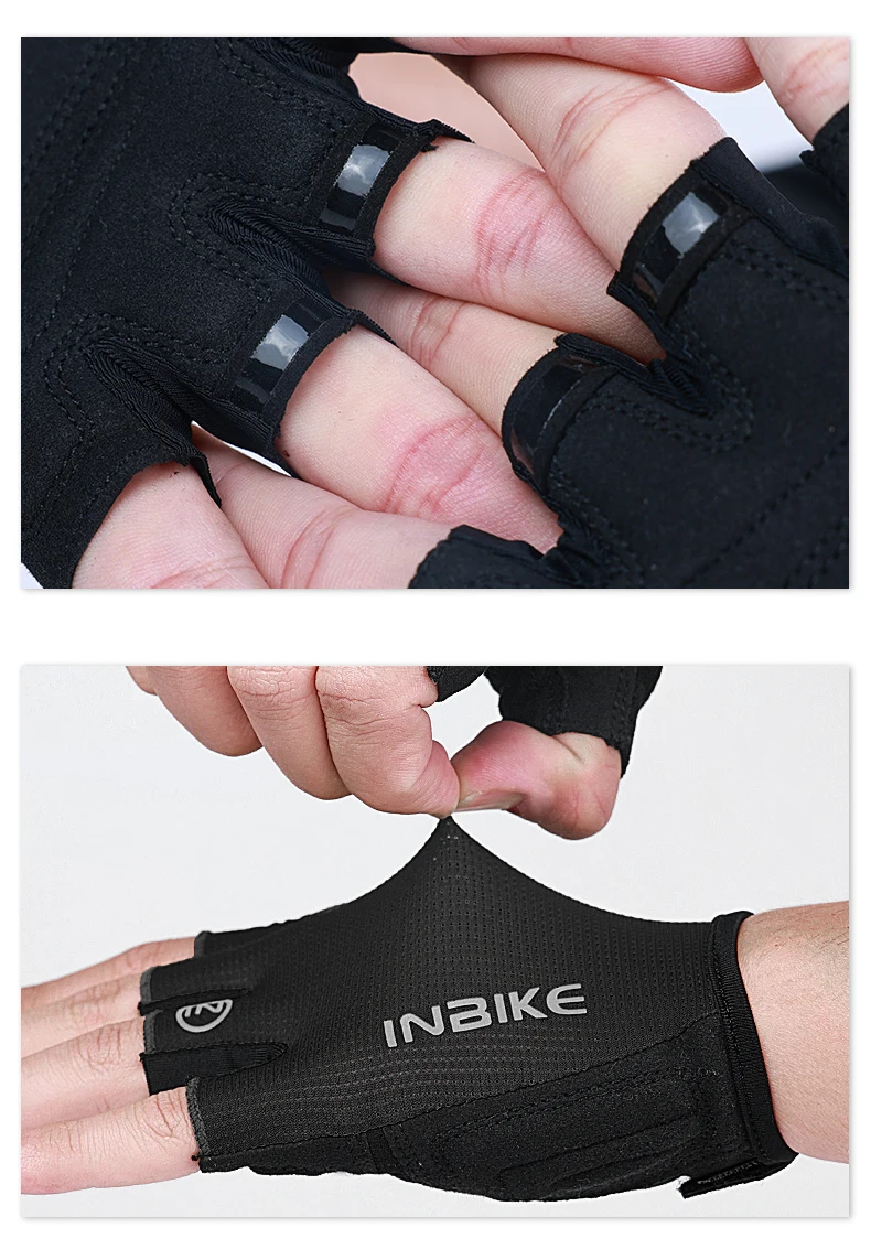 INBIKE Halbfinger-MTB-Handschuhe, Sommer, atmungsaktiv, stoßdämpfend, Fahrradhandschuhe für Männer und Frauen, Rennrad, Fahrradfahren, Handflächenschutz, Mountainbike-Sportzubehör – Detail 10