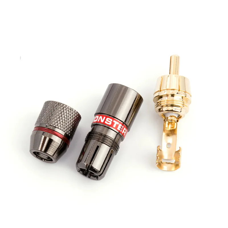 4/8/12PCS 24K Gold RCA Male Adapter Non Solder Connector for Audio Video CCTV IP Camera Security Coaxial Cable Solderness Co