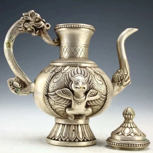 

Oriental Vintage Handwork Silver Copper Dragon Teapot