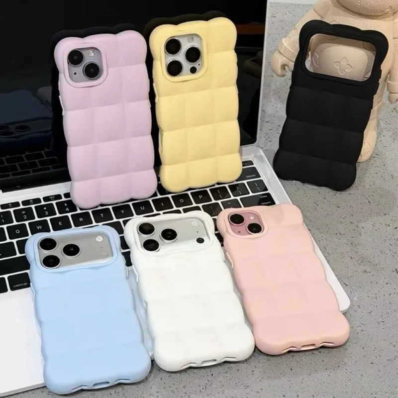 3D Cloud Puff Silikon-Handyhülle für iPhone 18 Pro Max 17 16 15 14 13 Handy-Zubehör Stoßfeste Weiche Schutzhülle