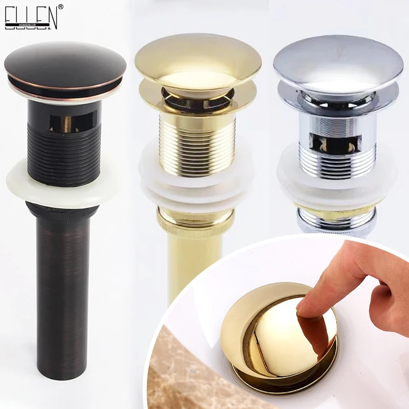 Bathroom Basin Sink Pop Up Drain with Round with & without Overflow Vanity Sink Waste Drainer ELF34