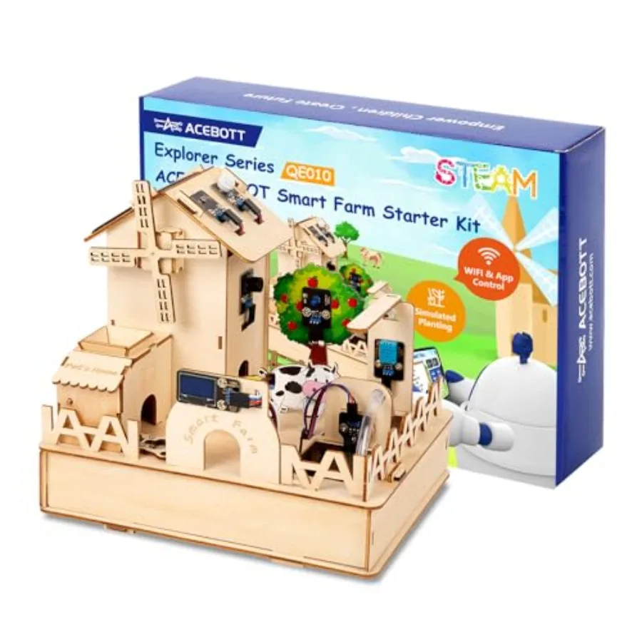 STEM Kit for Age 12+ ESP32 Smart Farm STEM Kits Compatible with Arduino Scratch Automatic Watering Pet Feeder DIY Coding Projec