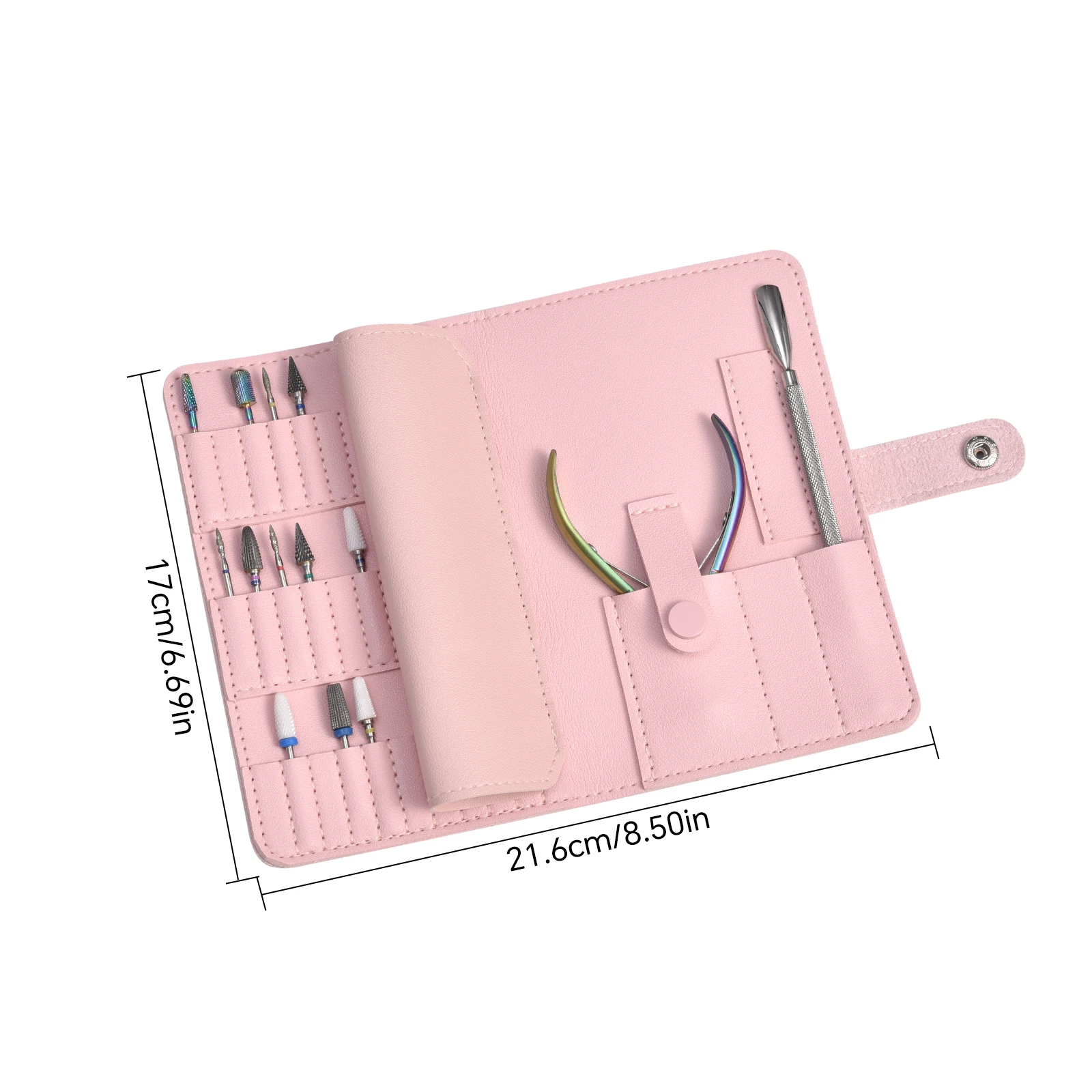 Bolsa organizadora plegable para brocas de uñas, bolsa de almacenamiento de herramientas de Arte de uñas en blanco y negro de cuero PU de 37 agujeros, accesorio de manicura multifunción