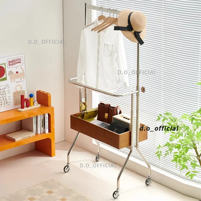 家庭用収納用多機能ハンギングラック、北欧ランドリーバスケット、可動式ワードローブ、小さなアパート、小さなアパート