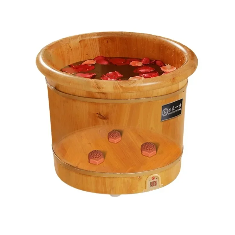 Foot bucket Electric massage Wooden household automatic heating Foot bath Wooden bucket