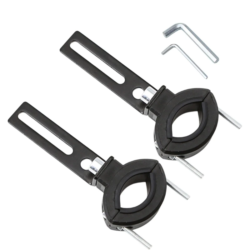 H7BD Round Tube Light Mount Bracket for Motorcycles, Rubber Lined Clamp and Adjustable Slotted Arm for 20-38 mm Bars Auxiliary