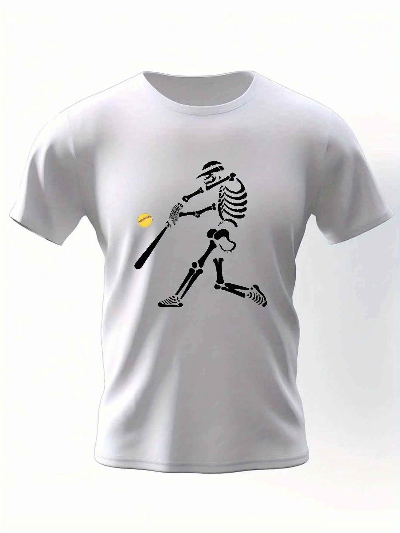 

Футболка с принтом «Скелет играет в бейсбол», футболки для мужчин, повседневная футболка с коротким рукавом на лето