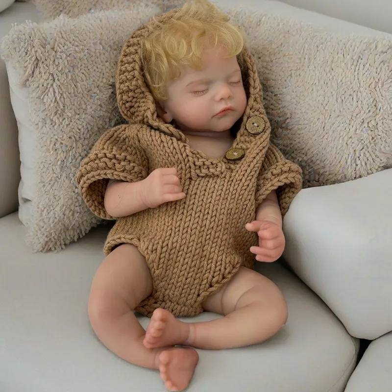 

18inch Open Mouth Girl Sam Full Body Solid Silicone Reborn Baby Doll With Rooted Hair Doll Toy Boneca Reborn Corpo De Silicone