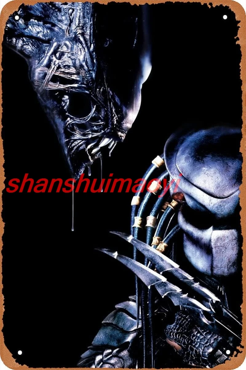 Vintage Style Movie Tin Sign,Avp Alien Vs Predator Movie Poster,Bar Pub Home Wall Plaque Decor Sign 8x12 Inch 1pc sign