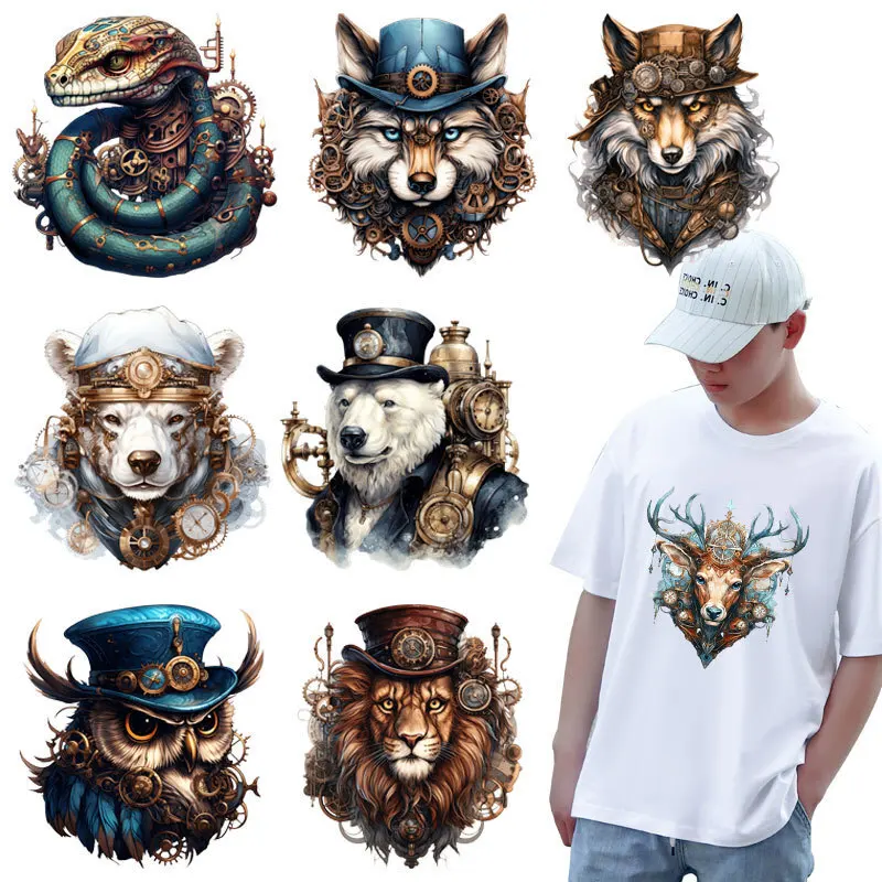 Science fiction animals, pandas, snakes, foxes Iron Patches For Clothing Stickers Diy Accessory Clothes Stickers Thermo Transfer