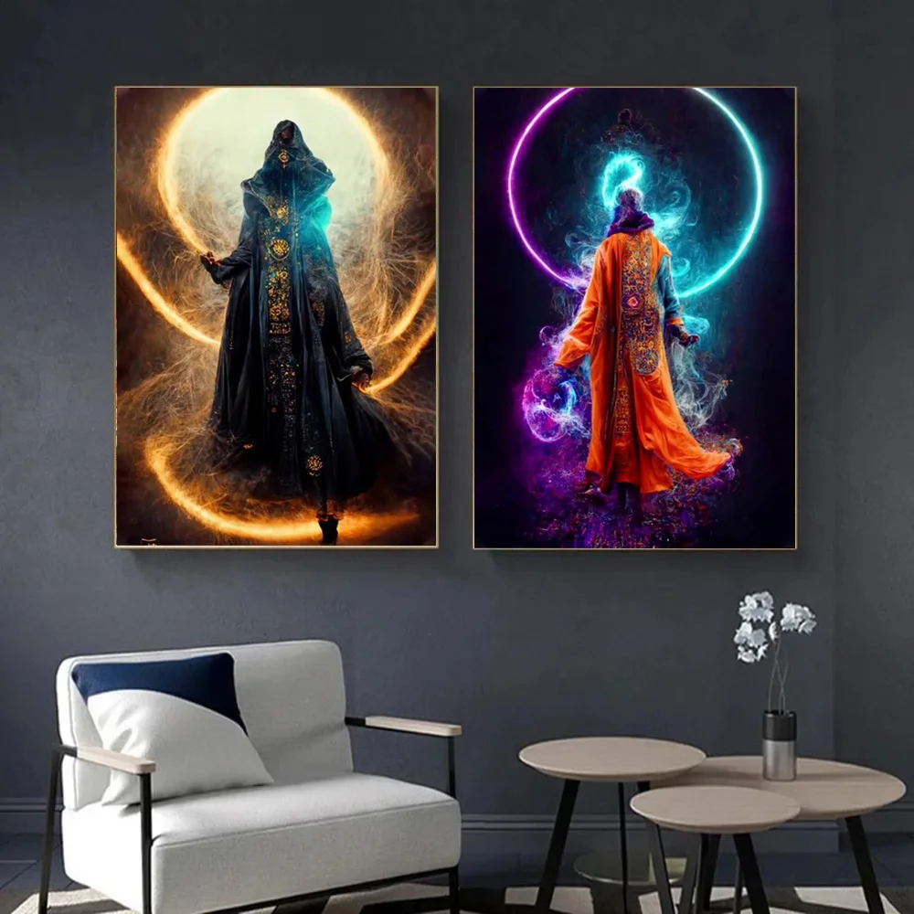 Dark Fantasy Robe Wizards Canvas Painting Modern Game Posters and Prints Colorful Portrait Wall Art Picture Room Decor Cuadros