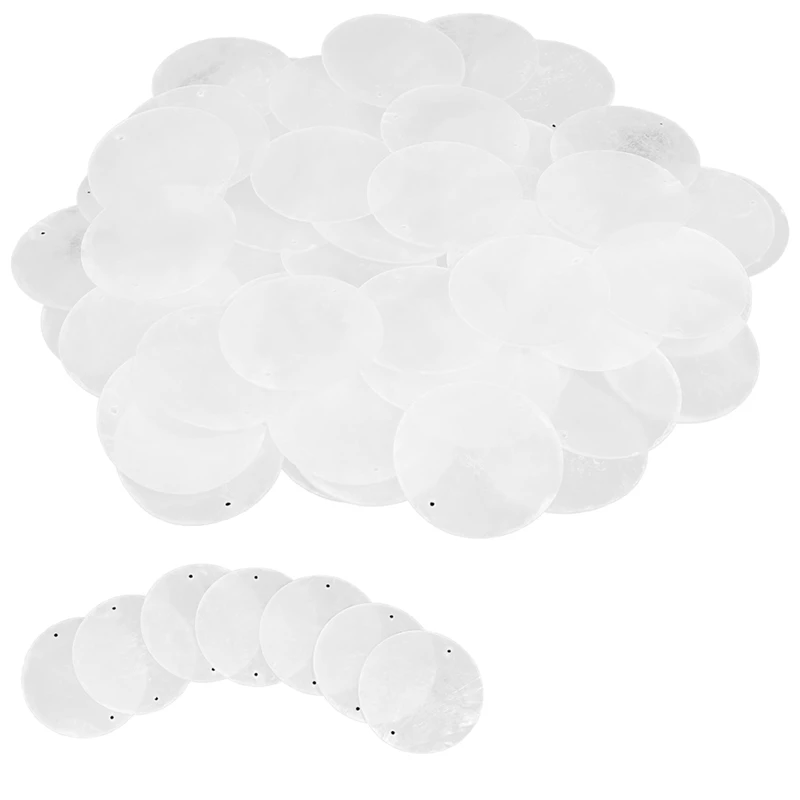 180 Pcs Round Natural Shells Capiz Sea Shells 2 Inch Oyster Shells for Crafting with 2 Holes Sea Shell Discs