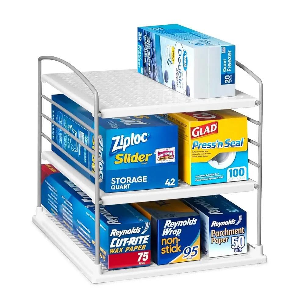 

Upspace Adjustable Box Organizer For Foil Wrap And Kitchen Cabinet Storage, Original, White