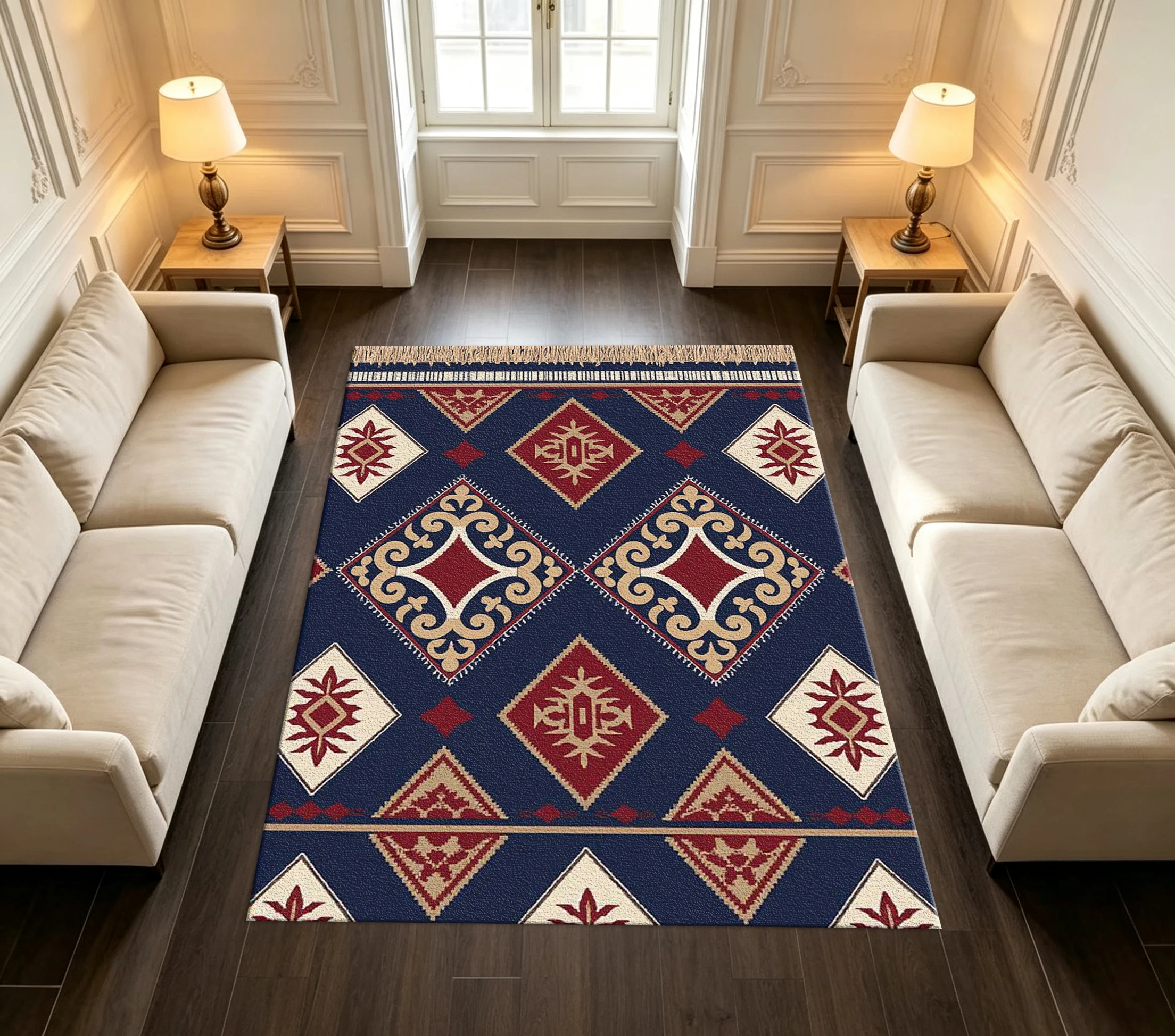 Vintage Ethnic Geometric Carpet, Suitable for Bedroom, Living Room, Home Decor, Area Rug