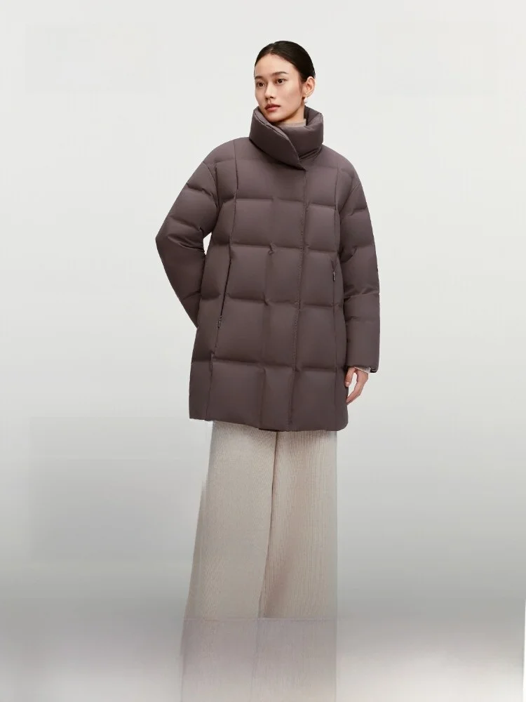 

Женская пуховая куртка Bosideng: гусиный пух, средняя длина, однотонная, деловой стиль, повседневная, свободный крой, теплая, из полиэфирного волокна