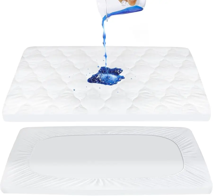 

Pack and Play Mattress Pad Sheets Co er Waterproof, Soft Quilted Fit Pamo Babe Pack and Play Mattress Protector 27" X 39", Bab