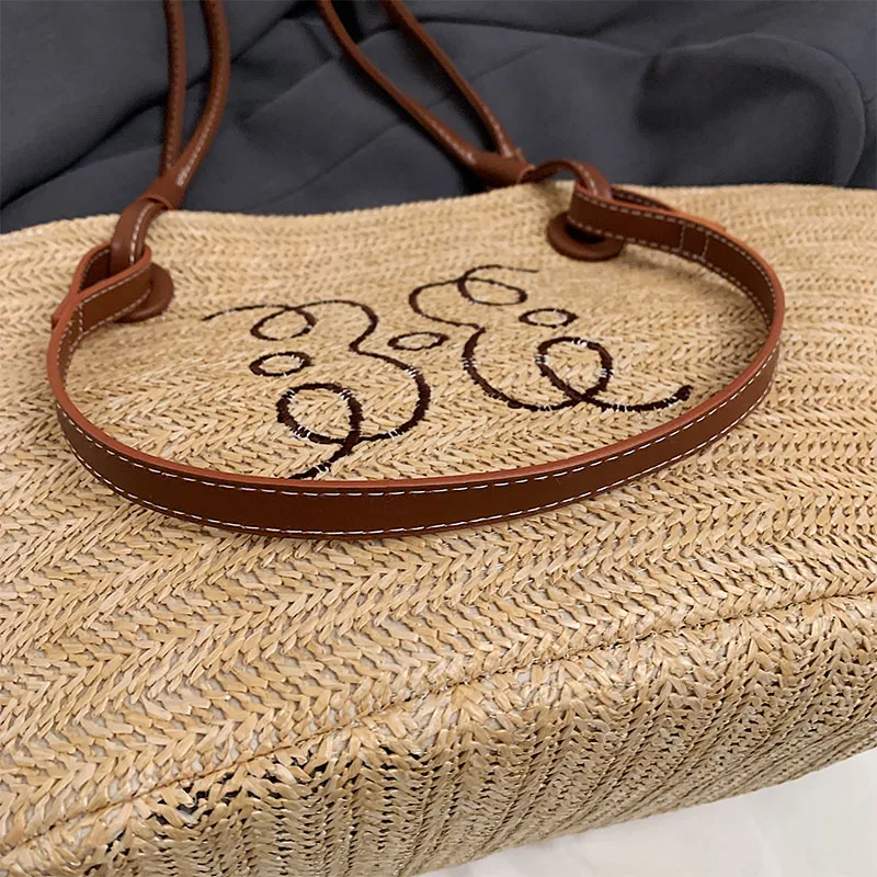 Women\'s Bag Large Capacity Straw Bag Tote New Beach Bag Summer Seaside Travel Handbag Fashion Casual Shoulder Underarm Bag