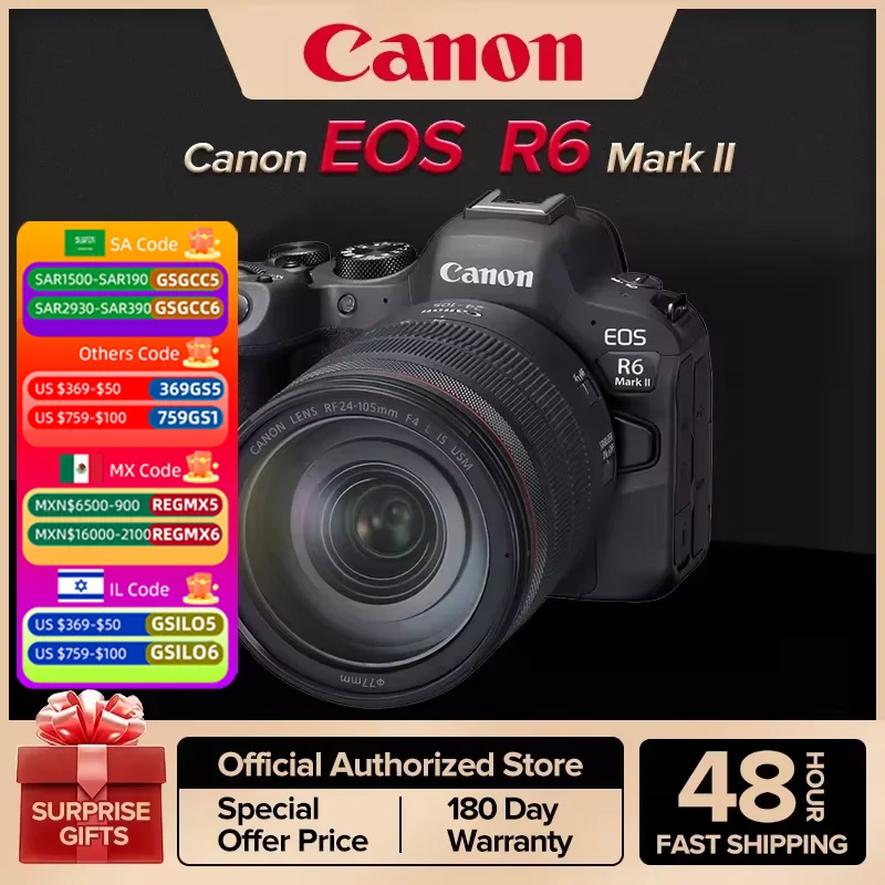 Canon EOS  R6 Mark II Full-Frame Flagship Professional Mirrorless Digital Camera 24.2 Million Pixels 6K Video New Product R6II