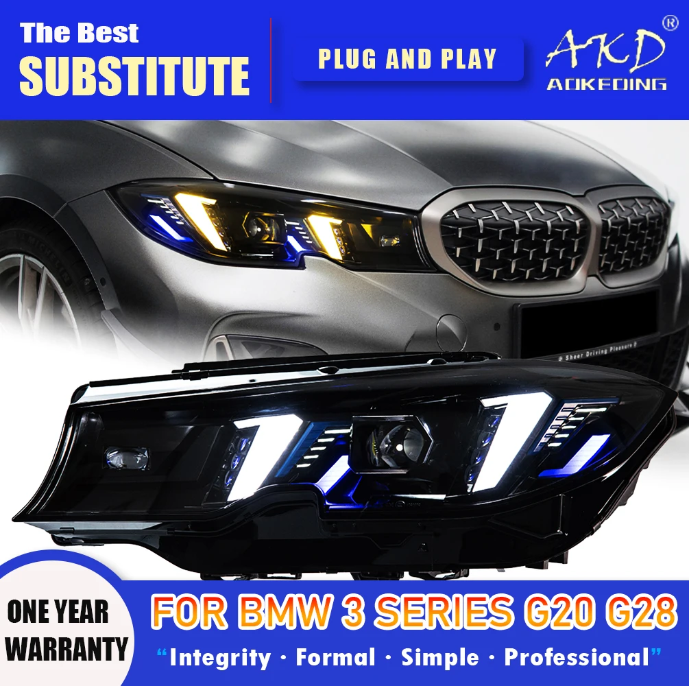 

AKD Фара для BMW G20 G28 Светодиодная фара 2018-2021 Фары 325i 320i DRL Указатель поворота Дальнего света Объектив проектора Angel Eye