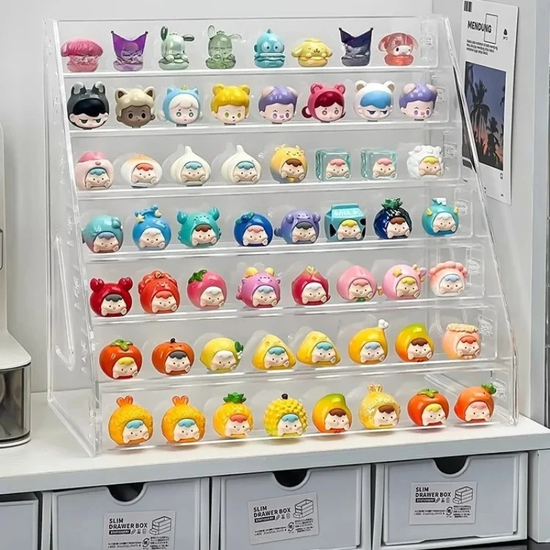 7 Layer Large Capaci Acrylic Multi-layer Display Stand Doll Ornaments Ladder Style Desktop Mini Figurine Storage Rack Home Decor