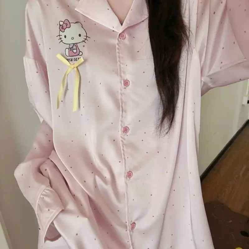 

Sanrios Hello Kittys Pajamas Creative Hot Sale Homewear Set New Fashion Student Sweet Hot Sale Ins Holiday Gift Spring Clothing