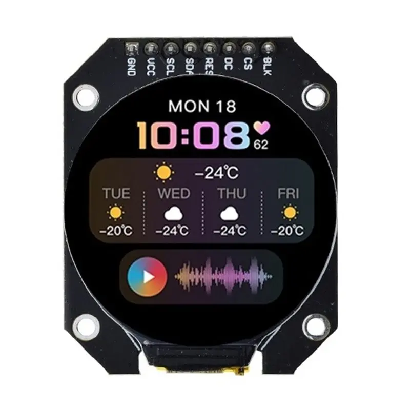

TFT Display 1.28 Inch TFT LCD Display Module Round RGB 240X240 GC9A01 Driver 4 Wire SPI Interface 240X240