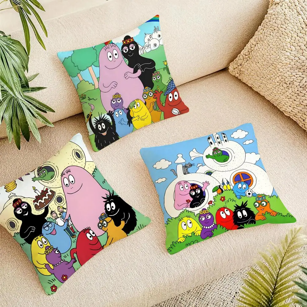 Cute Cartoon B-Barbapapa Cushion Cover Linen Square Pillow Case Naturally Durable Hypoallergenic Gentle On Sensitive Skin