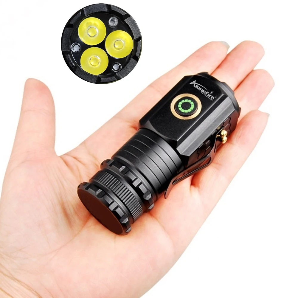 Mini 3xP35 Led High Bright Small Flashlight Type-C USB Rechargeable Magnet Work Car Rrepair Light Child Pocket Torch 18350 X23