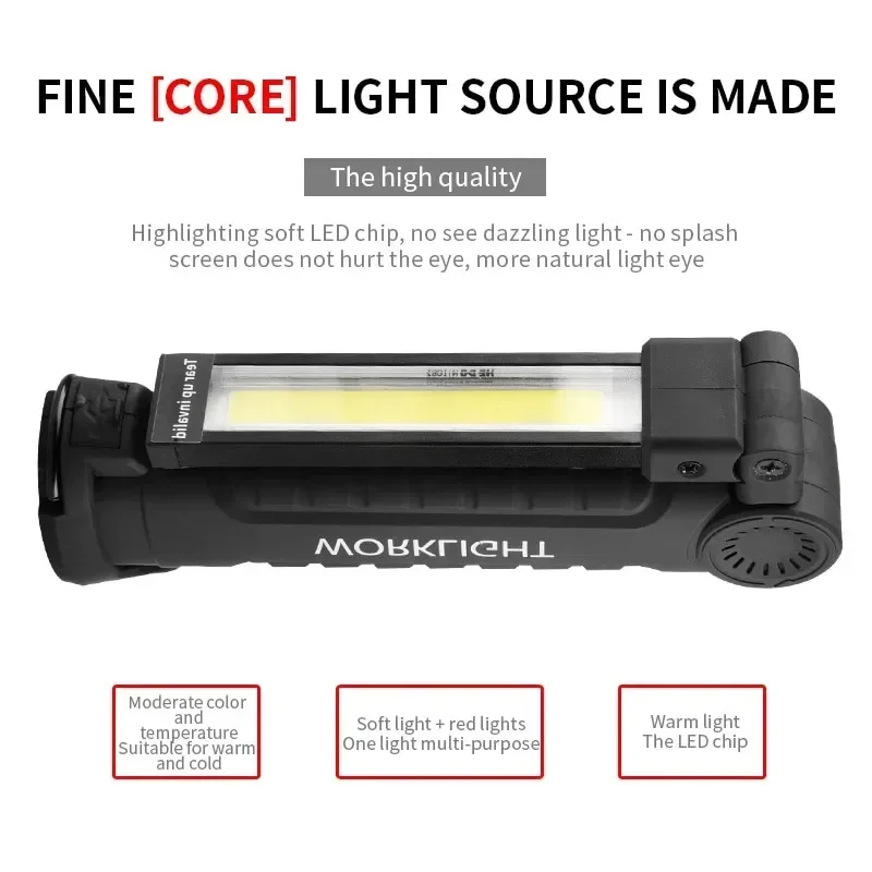 1-5Pack Portable COB LED Flashlight USB Rechargeable Work Light Magnetic Lanterna Hanging Lamp Built-in Battery Camping Torch