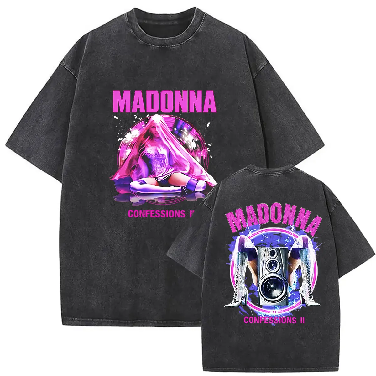 T-shirts vintage lavés Madonna Confessions II Album 2026 pour hommes et femmes, vêtements Harajuku, t-shirt mode esthétique, t-shirt oversize