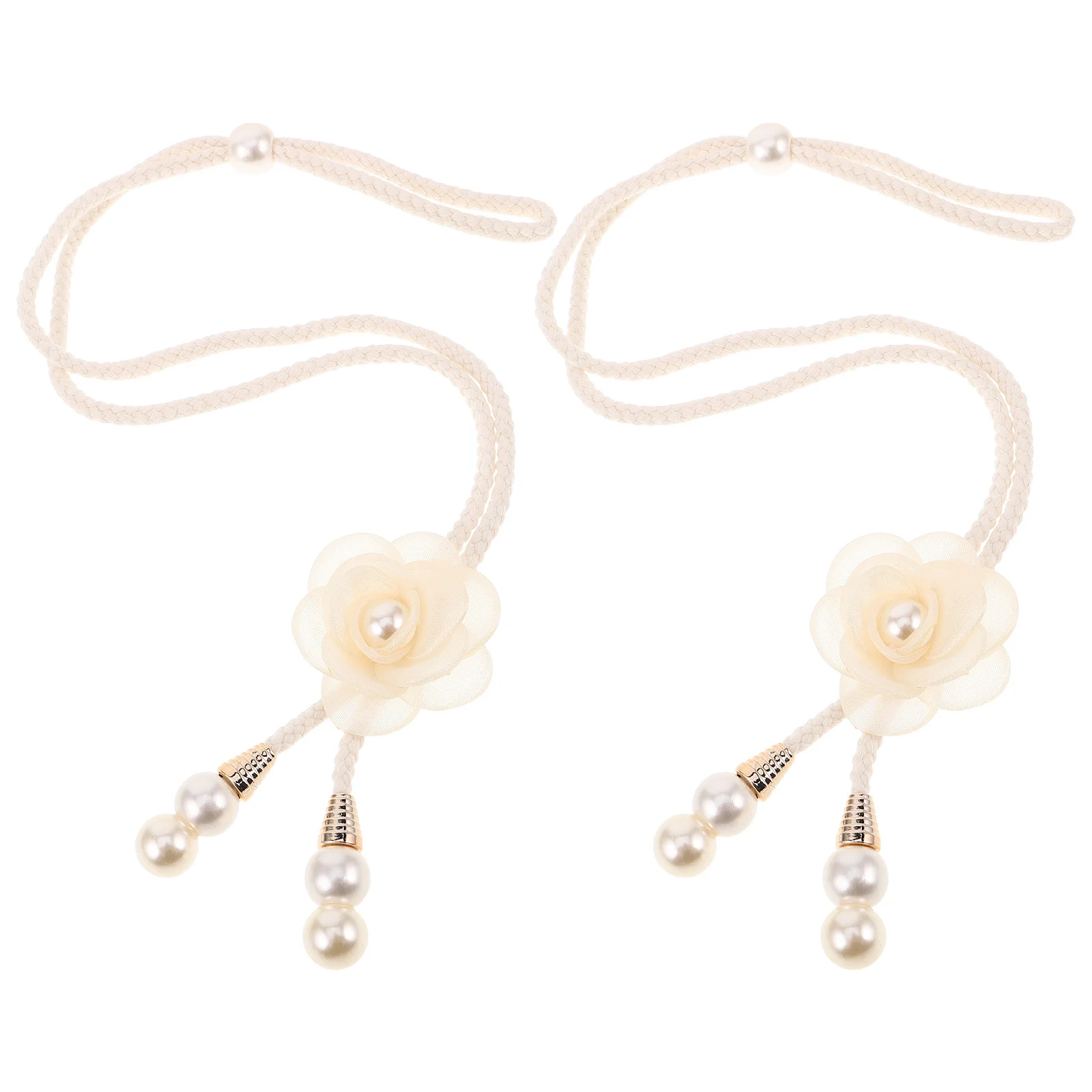 

2pcs Curtain Tiebacks Rope Handmade Boho Flower Holdbacks Farmhouse Drapery Ties For Sheer Blackout Curtains - Decorative