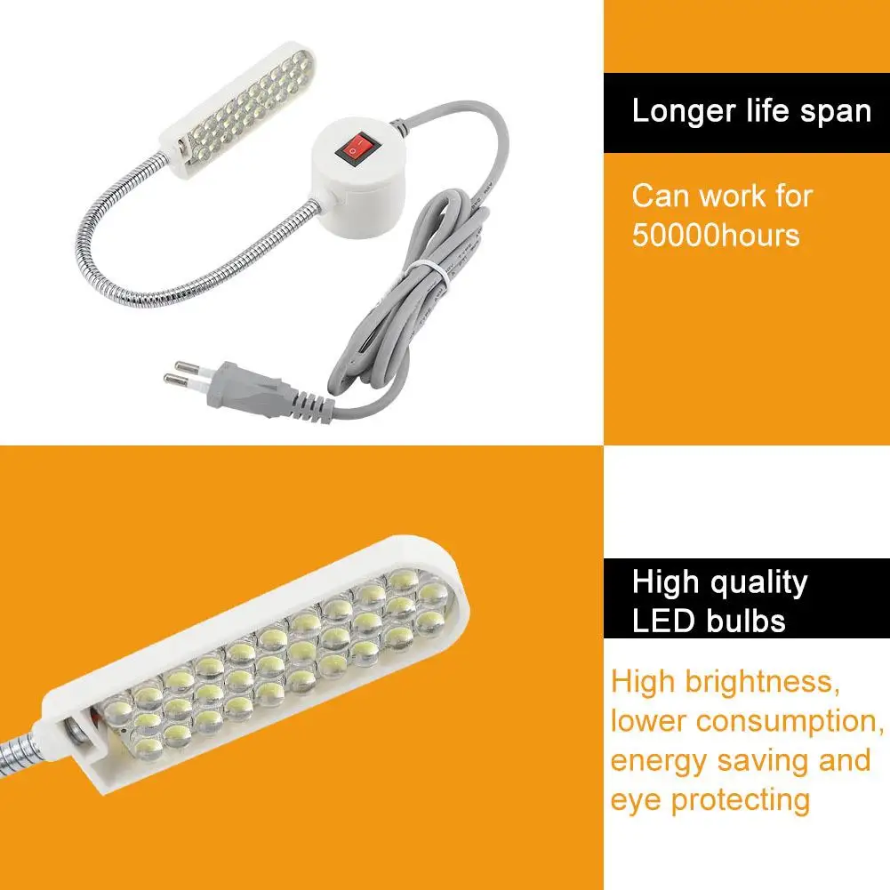 Flexible Gooseneck LED Sewing Machine Light Magnetic Work Lamp for Industrial Warehouse Garage