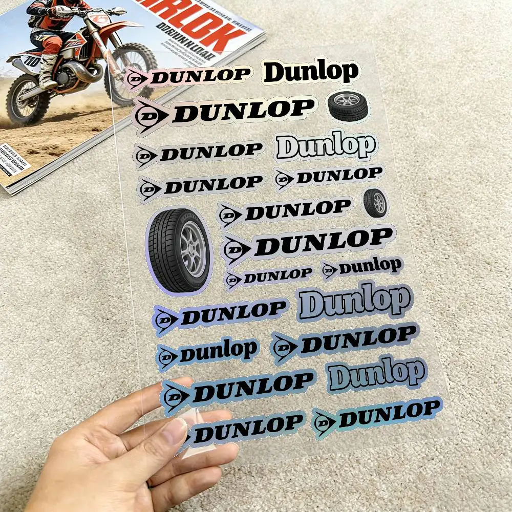 

Laser For DUNLOP Motorcycle Reflective Stickers Waterproof Decals For Helmet Scooter Fuel Tank Toolbox Racing