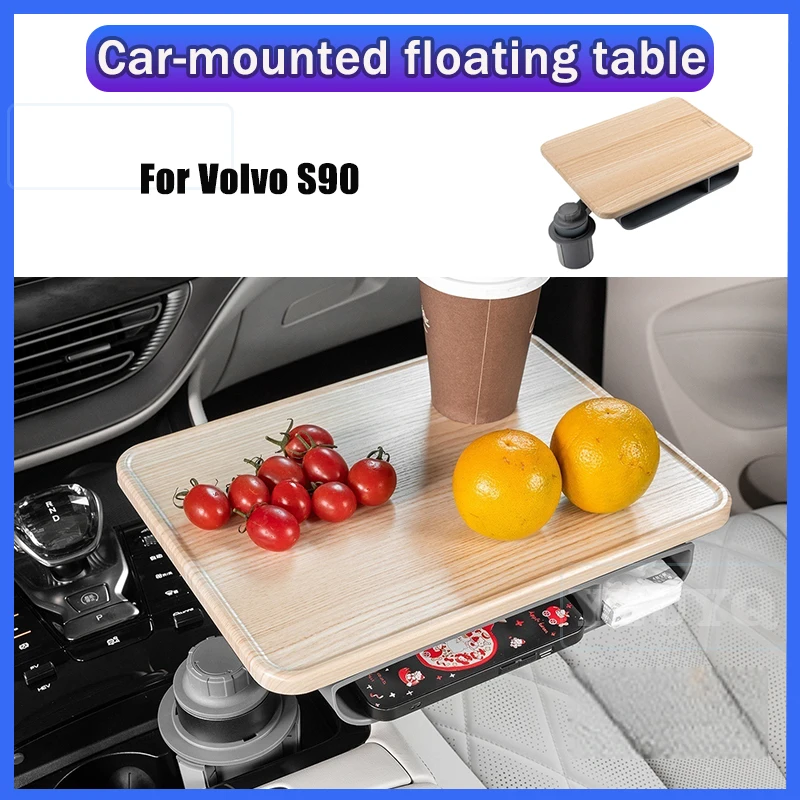 

For Volvo S90 Car Floating Table Multifunctional Office Desk 360° Rotatable Tray Cup Holder Car Interior Accessories