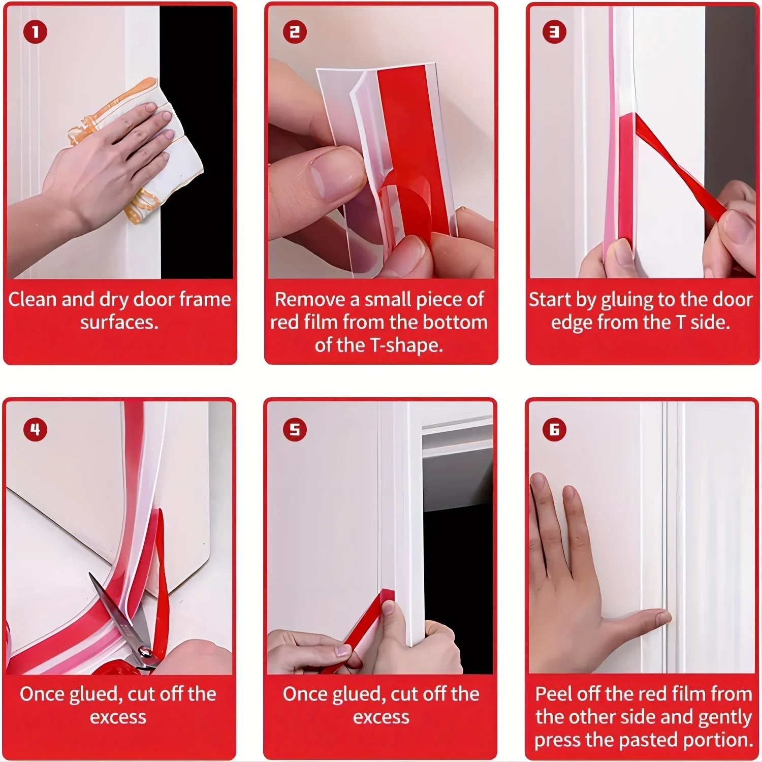 شريط عزل مقاوم للرياح من السيليكون عالي الجودة على شكل حرف T، مناسب للباب والفجوات الزجاجية - شفاف ومتين وسهل الالتصاق #6