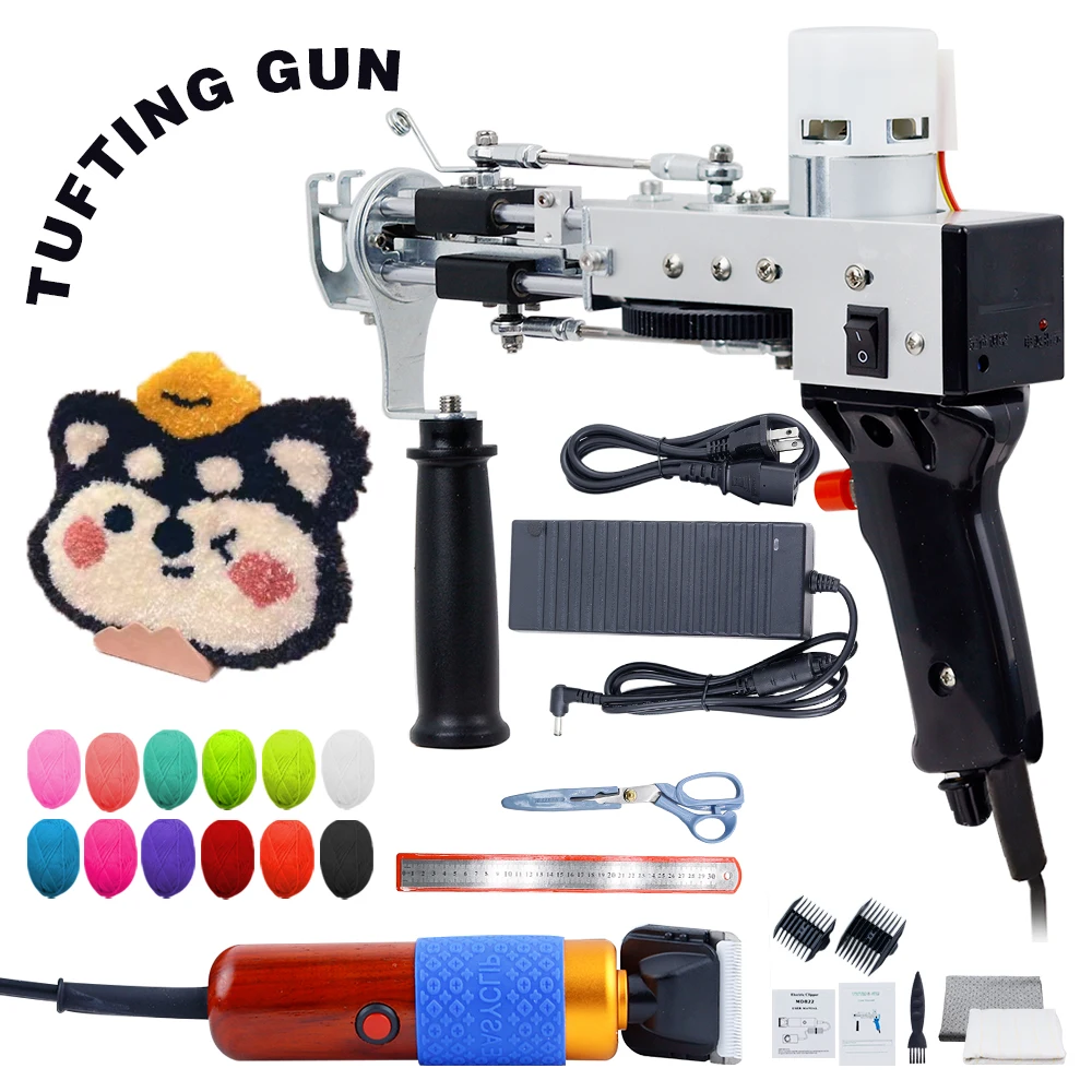 Rug Tufting Gun with Carpet Trimmer Kit -Rug-Tuft-Gun-with-Tufting-Shears, 2 in 1 Cut Loop Pile Carpet Gun and Carving Clippers